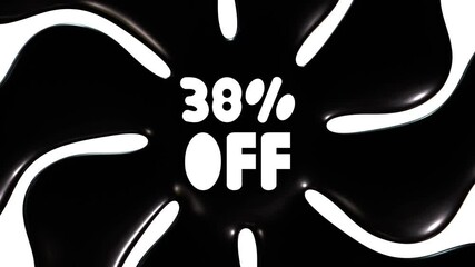 38 Percent Off With Black And White Background Animation