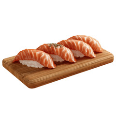 Delicious Salmon Sushi Nigiri on Wooden Board