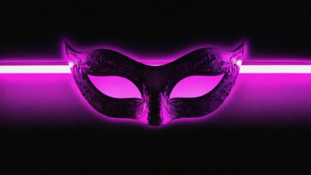 purple carnival mask on dark background. 