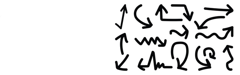 Hand Drawn Arrow Set Black and White Vector Illustration