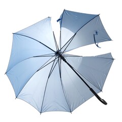 Broken Light Blue Umbrella on White Background