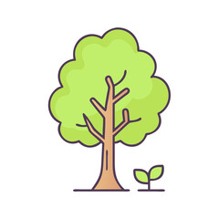 Illustration of a tree and sapling for nature conservation and environmental awareness campaigns