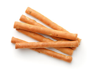 Top view of traditional italian breadsticks grissini