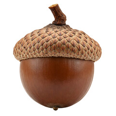 Acorns in various positions, including upright and side views, isolated on transparent background, suitable for design use in autumn scenes, cards, or forest branding. © Thatchakon