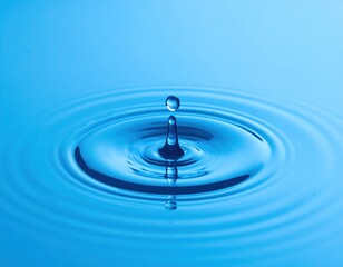 Water Drop Splashing On Blue Surface