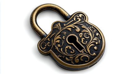 brass padlock, clipart, white background, high resolution, no shading details