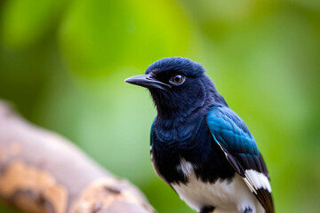 Stunning Black-Throated Magpie Jay Perched on a Tree Branch, Showcasing Its Elegant Plumage and Long Tail in a Serene Natural Setting, Vibrant Wallpaper