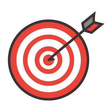 recommend clip art: Target bullseye with arrow outline icon on white background
                    