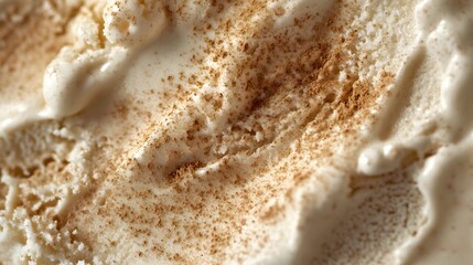 39. Macro view of chai spice ice cream with a sprinkle of cinnamon on top