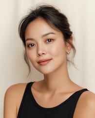 Fototapeta premium A portrait of a confident woman showcasing natural beauty and style.