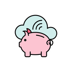 Digital Piggy Cloud: Fintech Savings Icon