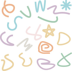 Set of hand drawn abstract shapes, strokes and doodles shape element