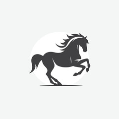 minimalist silhouette of horse. in black and white