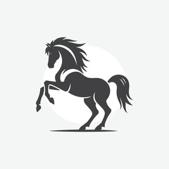 minimalist silhouette of horse. in black and white