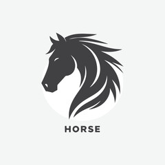 minimalist silhouette of horse. in black and white