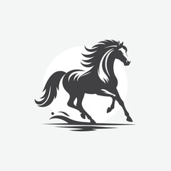 minimalist silhouette of horse. in black and white