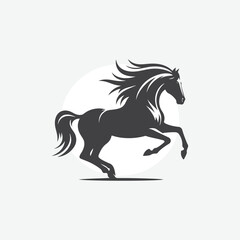 minimalist silhouette of horse. in black and white