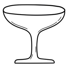 Hand drawn doodle empty martini glass on white background.
