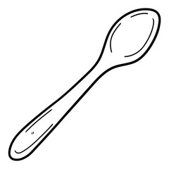 Hand drawn doodle teaspoon on white background.