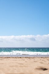 Beautiful beach at Fuerteventura island under clear sky