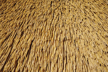 Ecological thatched roofs. Traditional straw roof is sustainable and renewable material.