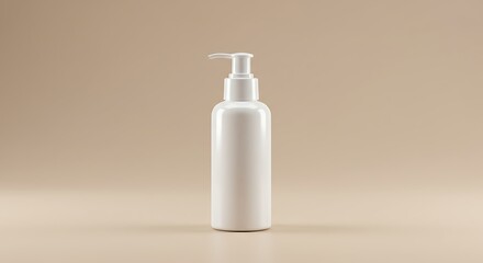 White Bottle Cosmetic Lotion Dispenser Mockup: Clean Beauty Product Presentation for Skincare Packaging