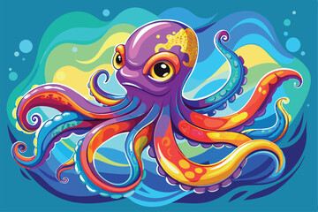 Vector illustration of octopus isolated on white background.