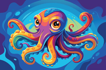 Vector illustration of octopus isolated on white background.