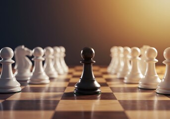 Echiquier clair obscur pion noir strategie