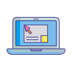 Laptop computer with cursor icon for website design and development vector illustration