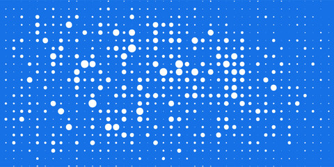 Young vector with circle shape. Dots halftone white and blue color pattern gradient grunge texture background.