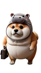 Fototapeta premium Hippo hat Shiba Inu goes to work