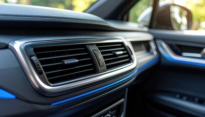  car air conditioning vent with blue airflow lines