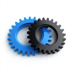 Two interlocking gears isolated on white background