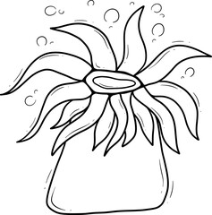 underwater coral cartoon outline