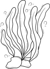 seaweed algae cartoon outline