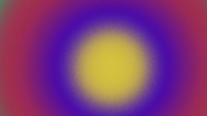 Abstract circular gradient in vibrant hues of purple, red, and yellow.  A hazy, textured effect creates depth