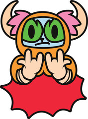 An alternative gesture of a fun cartoon cow