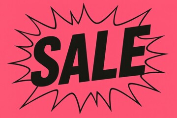 image.Bold SALE sign on a vibrant pink background with starburst shape, modern promotional graphic for retail and discount advertising