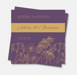 Exotic Floral Invitation Templates – Minimal Line Art Cards. A stylish collection of vector invitation templates featuring hand-drawn exotic flowers in elegant line art style. Ideal for weddings.