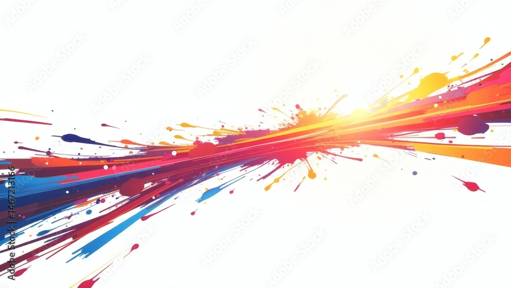 Fototapete A vibrant burst of colorful abstract art, full of energy and creativity. Splashes of color and dynamic lines create a sense of motion and artistic expression