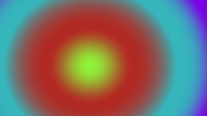 Concentric circles of vibrant, blurry hues transitioning from a bright lime center to red, then teal
