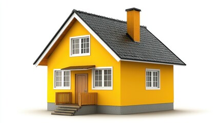 Bright yellow home with dark roof