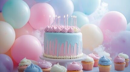 A bright and festive dessert table set up for a celebration,