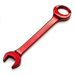 Red wrench isolated on white background, a tool for tightening bolts