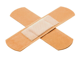 Crossed Adhesive Bandages Isolated on White Background