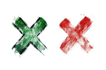 Obraz premium Abstract Green and Red Cross Marks: A Grunge Style Design Element