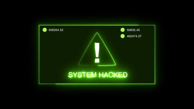 System hacked security breach computer hacking warning message hacked alert Business server show security hacked alert warning sign , Virus code software hack concept,  System hacked  Alert Message
