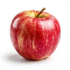 A fresh, ripe apple, with vibrant red and yellow hues, presented as a classic still-life. The fruit exhibits its natural form