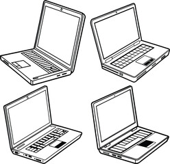 Silver portable technology notebook, an isolated open computer with a blank screen, displays business data for mobile communication on a white background